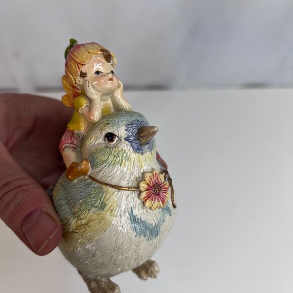 Fairy Bird Figurines Set of 2-Fairy Garden-Resin Whimsical Knick Knack Decor - Picture 7 of 10